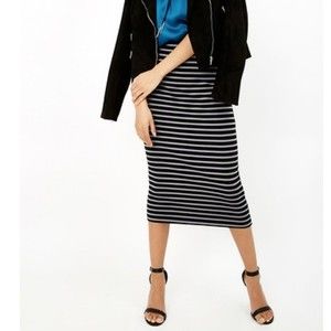 Express Black & Gray Knit Stripe Pencil Skirt